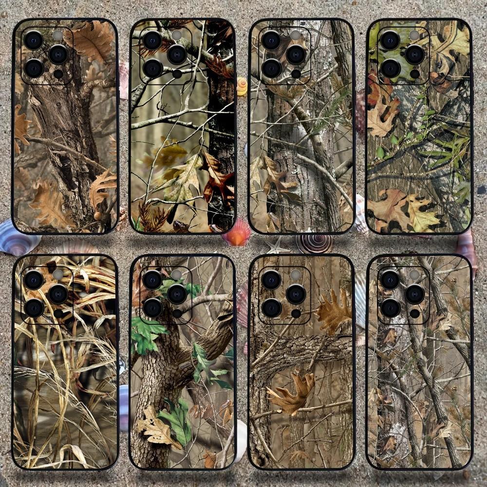 Camouflage Hunting Phone Case For Apple iPhone 15,14,13,12,11,Pro,X,XS,Max,XR,Plus,Mini Soft Black Cover