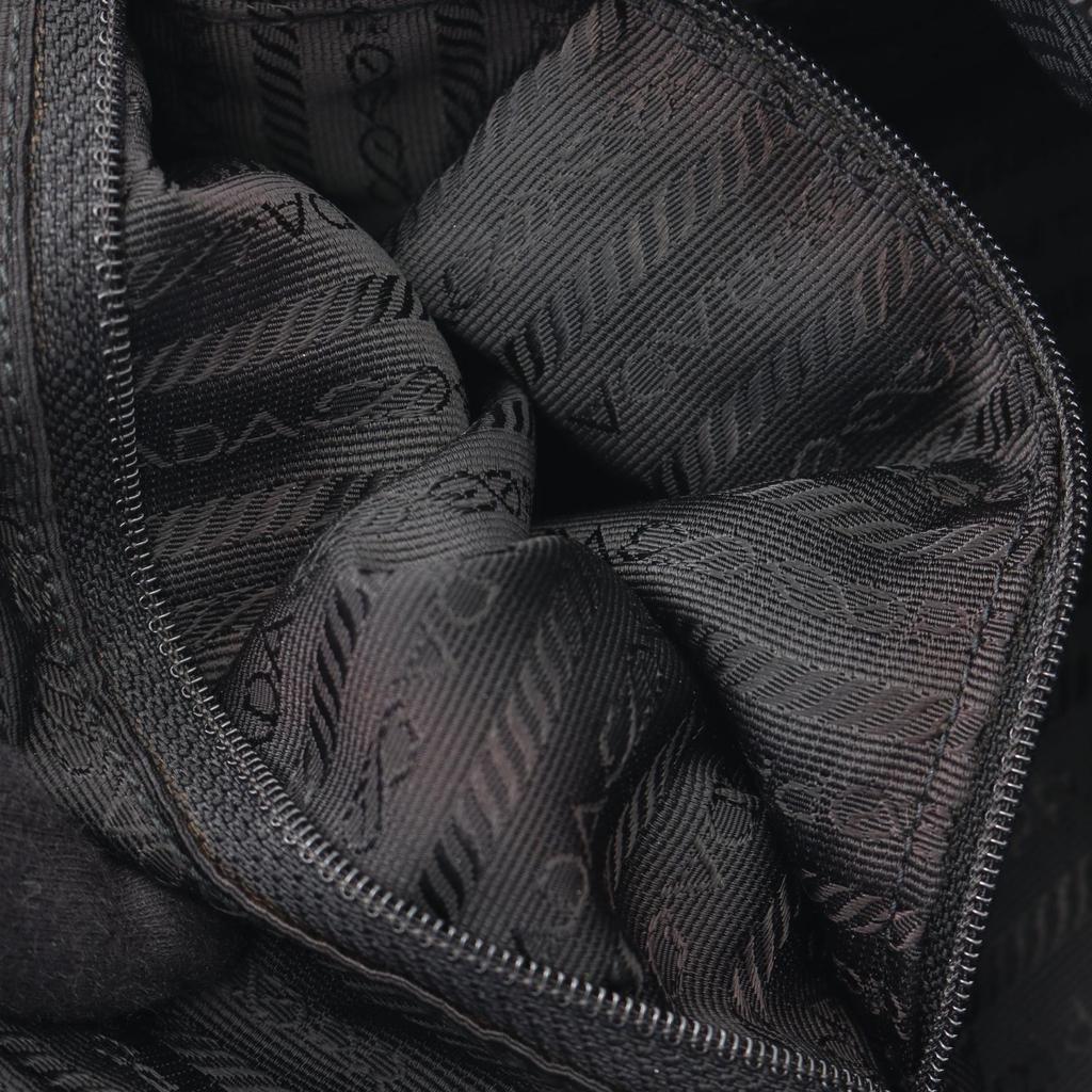 Used PRADA Triangle logo Shoulder Bag Nylon leather Black Used unisex