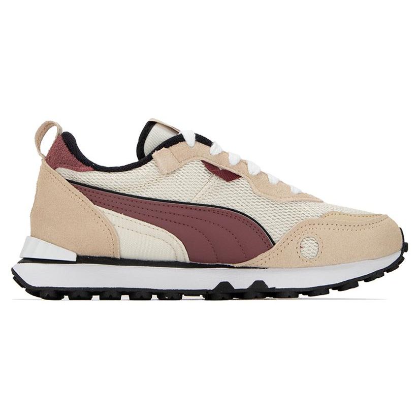 Puma Rider FV Retro Rewind Fabric Two-Layer Cowhide Synthetic Leather Sports Low-Top Lifestyle Casual Shoes Unisex Sneaker Beige Brown 390168-01