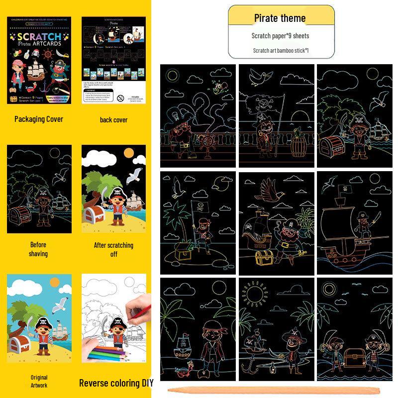 Colorful Scratch Art Set: Cartoon DIY Doodle & Drawing Book for Kids