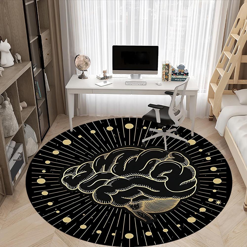 1pc Cerebral Cosmos Office Round Area Rug,  Mat Suitable For Office, Under Office Chairs Bedroom Living Room Home Decor, Room Deco