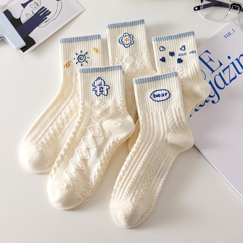 10 пар коротких носков с рисунком из мультфильмов, милые носки до щиколотки с медвежонком, милые носки средней длины, весна