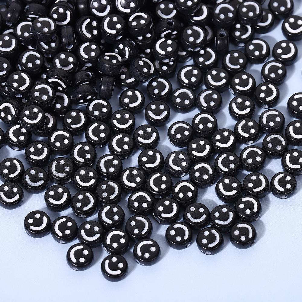 Акриловые бусины «Смайлик» для изготовления украшений своими руками - Круглые, цветные бусины для детских браслетов и ожерелий