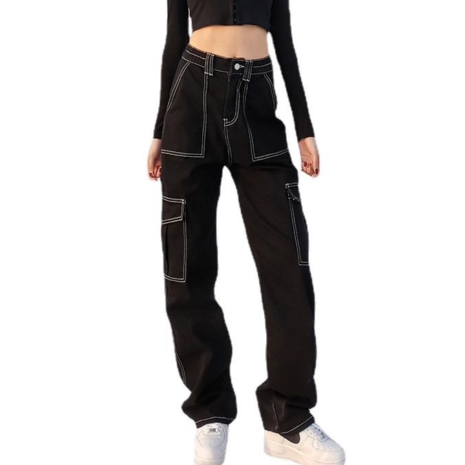 Женские джинсы, весенние прямые брюки, женские джинсовые брюки с высокой талией и широкими штанинами