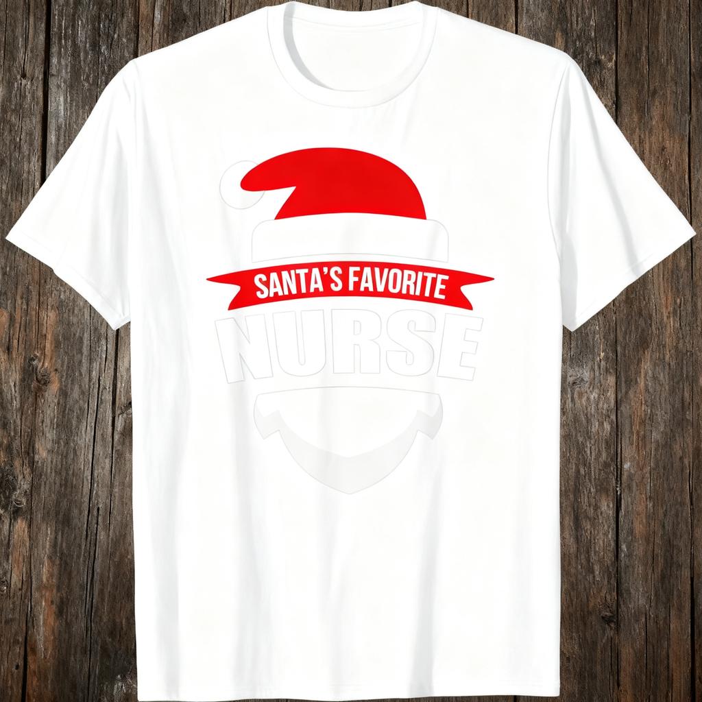 2025 Santa's Favorite Nurse T-Shirt Funny Christmas Shirt Short Sleeve T-Shirt Cotton Harajuku Style Unisex Fashion Casual Tops