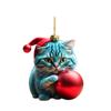 Acrylic Christmas Cat Charm Ornament Unique Holiday Decor Fun Pendant Decorations for Christmas Trees Door and Window