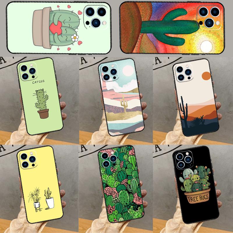 Чехол для телефона 'Растение Кактус' для iPhone 16 Pro Max 15 13 12 11 14 Pro Max Plus 12 13 Mini XR 16e Funda Cover