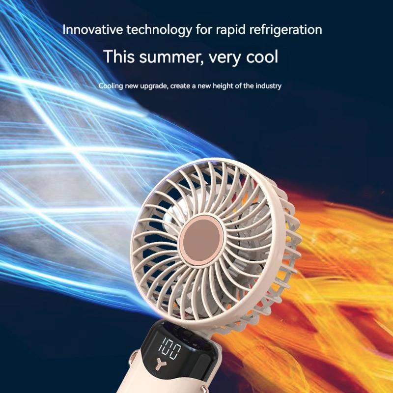 Мини-ручной USB-вентилятор Портативный бесшумный маленький вентилятор с интеллектуальным светодиодным цифровым дисплеем 6-скоростной складной перезаряжаемый вентилятор
