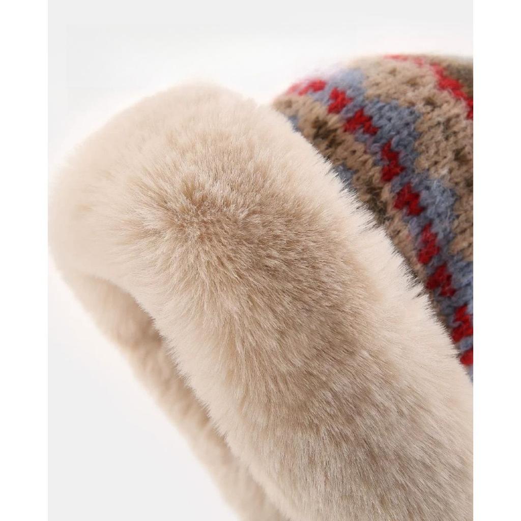 Плюшевая шапка, Вязаная шапка, Теплая шапка, Утепленная, Морозостойкая шапка, Шапка с защитой ушей