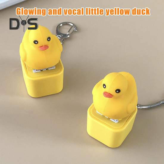 Duck Keycap Keychain Quacking Duck Fidget Toy with Light And Sound Portable Keyboard Clicker Keycap Duck for Stress Relief