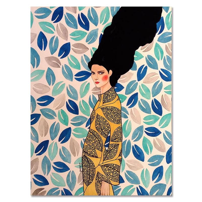 Абстрактная девушка, волосы, цветок, птица, настенная живопись на холсте, плакаты на скандинавскую тему и принты, винтажные настенные панно для декора гостиной