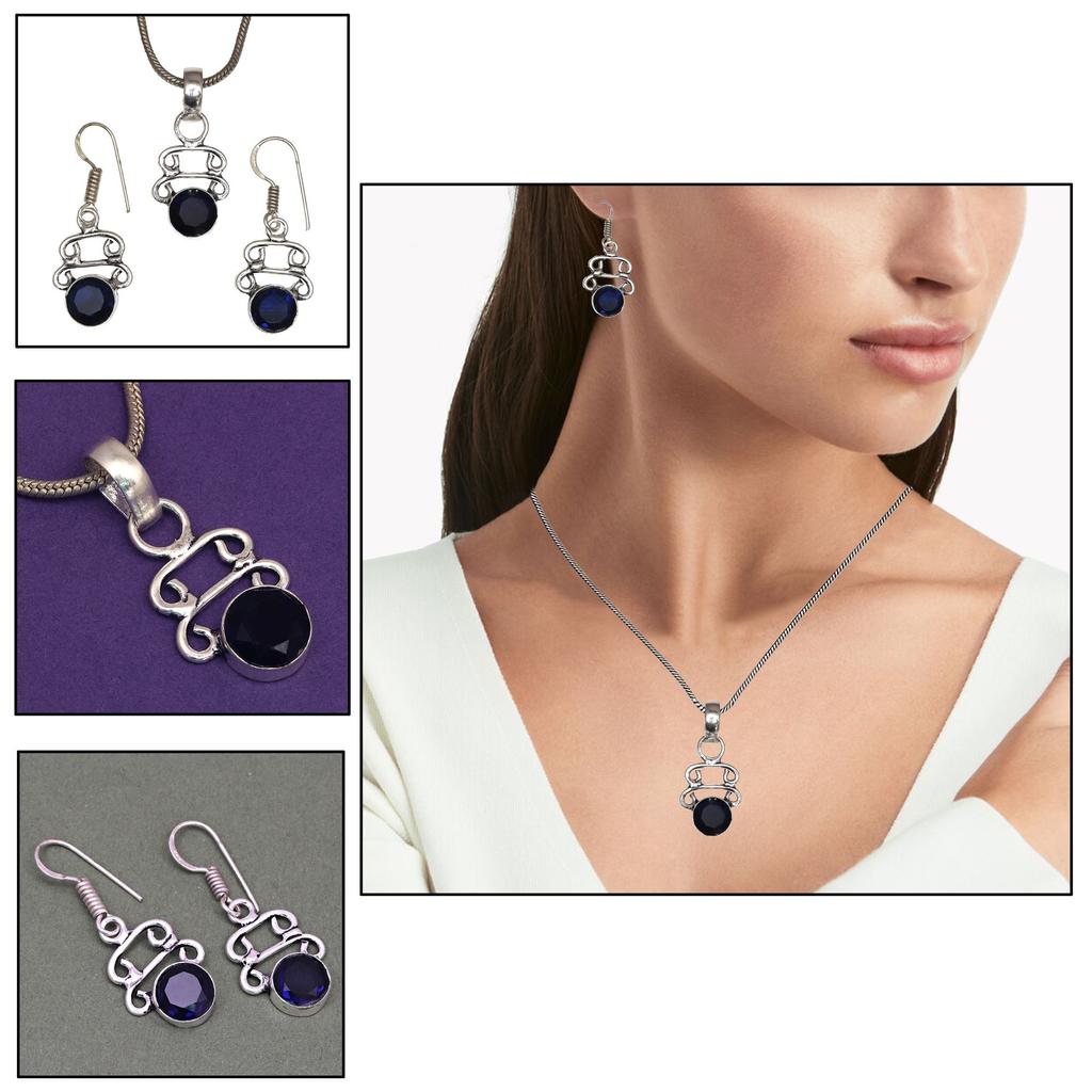 Комплект ювелирных изделий из танзанита, кварцевый драгоценный камень, подвеска, ожерелье 18-20 дюймов