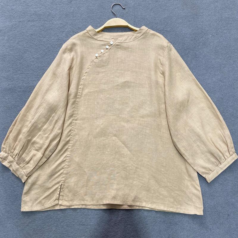 Johnature Винтажные льняные однотонные простые рубашки, летние тонкие повседневные свободные женские блузки