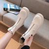 Female Ankle Boots White Booties Round Toe Platform Short Shoes for Women Chunky Footwear Elegant with Medium Heels Winter 2025