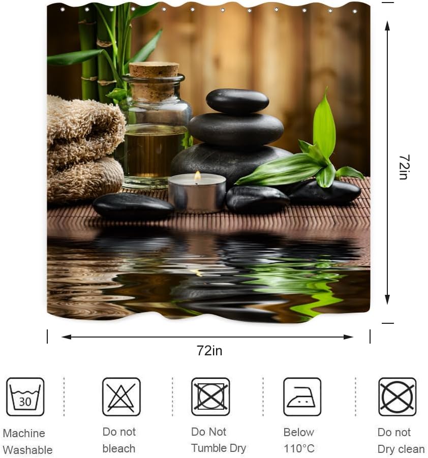 Шторка для душа Zen Spa Базальтовые камни Травяное масло Ароматические свечи Бамбук и отражение воды Расслабляющая медитация Домашний декор Водонепро