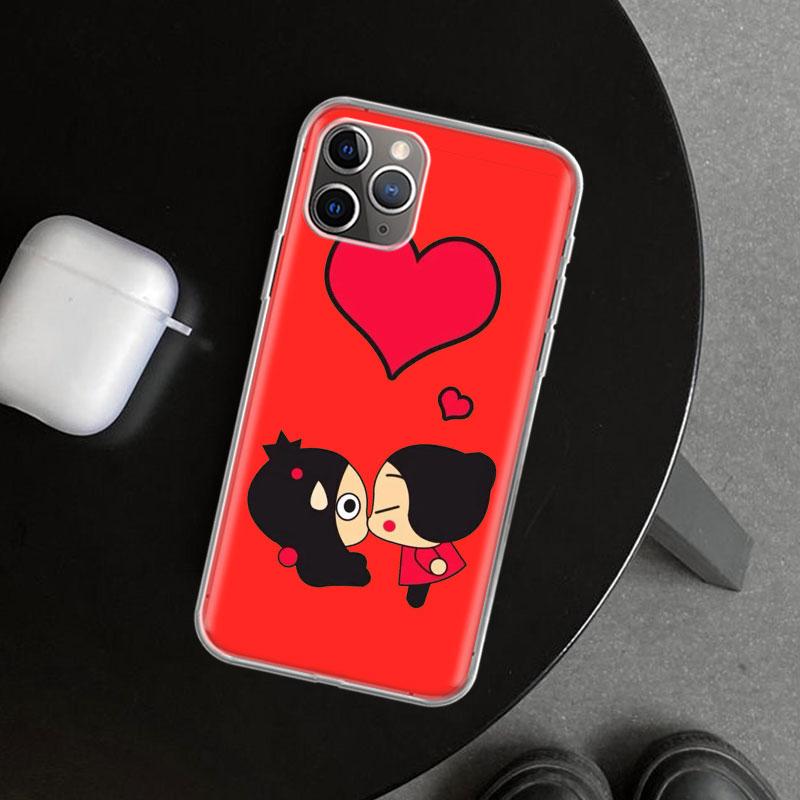 Милый Мультяшный Чехол-Крышка Pucca Garu для iPhone 11 12 13 Mini 14 15 Plus 16 Pro Max 17 Air 7 8 + SE Художественный Индивидуальный Fundas 11