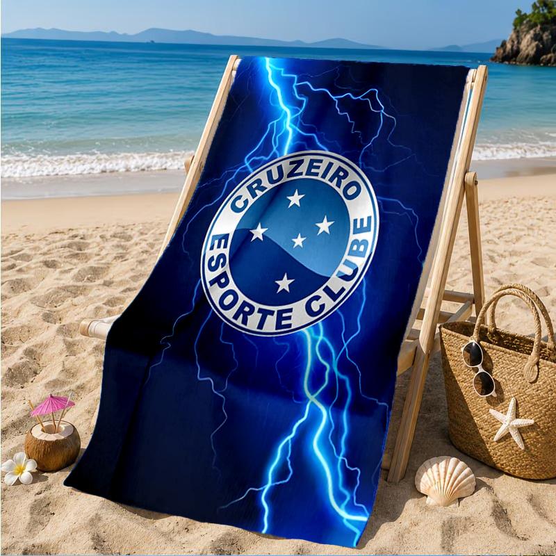 Cru-zeiro Esporte Club Crest Printed Microfiber Beach Towel, Soft And Absorbent, Quick-Dry, Ideal for Summer Travel, Beach Essential, Swimming Pool