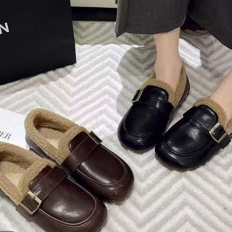 Мао Мао обувь зимняя Birkenstocks на плоской подошве с мягкой подошвой с кожаной отделкой вязаные ботинки-чулки хлопковые туфли