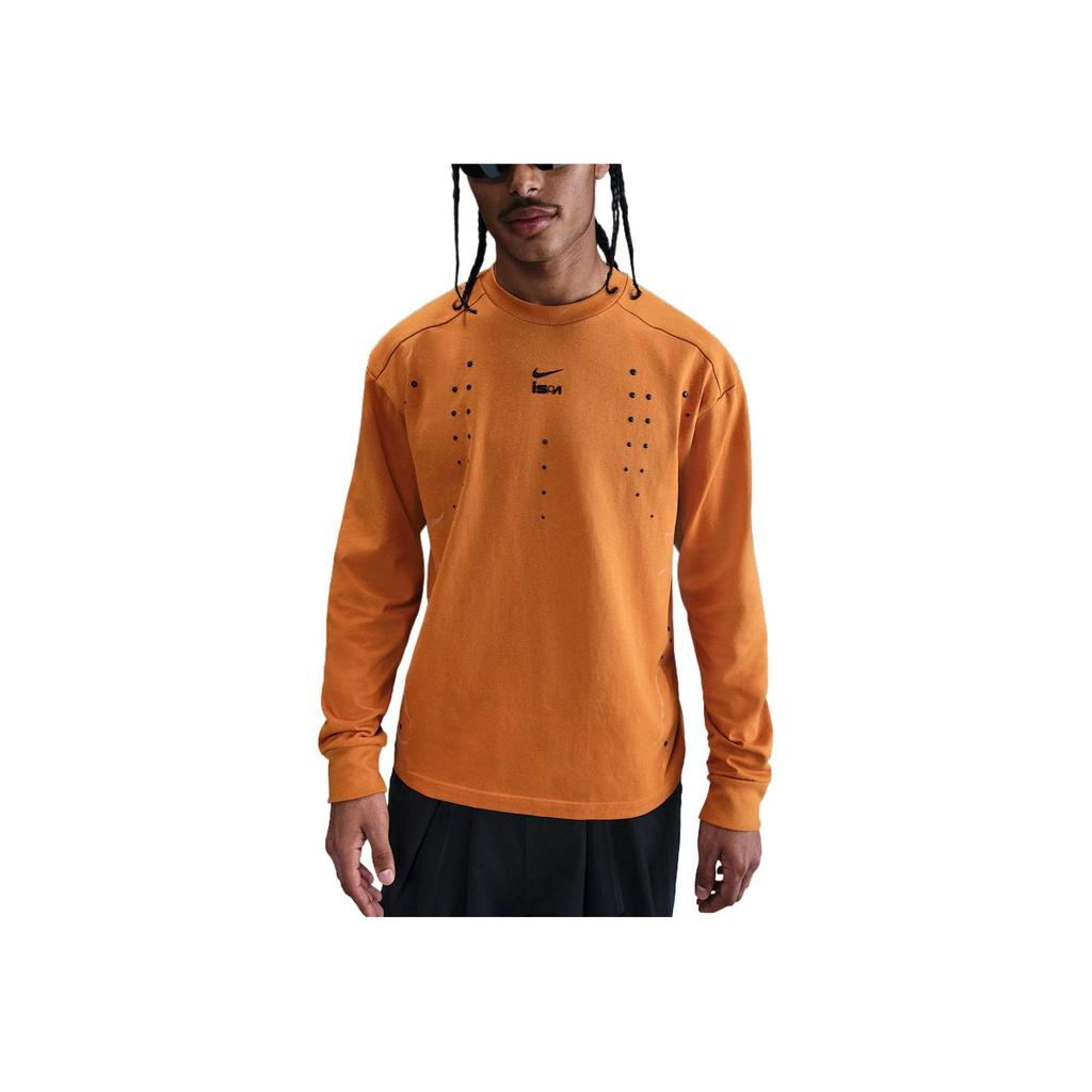 Nike ISPA SS25 Удобная Модная Приятная к коже Мягкая Футболка с длинным рукавом Унисекс Топы Оранжевый HJ9087-813