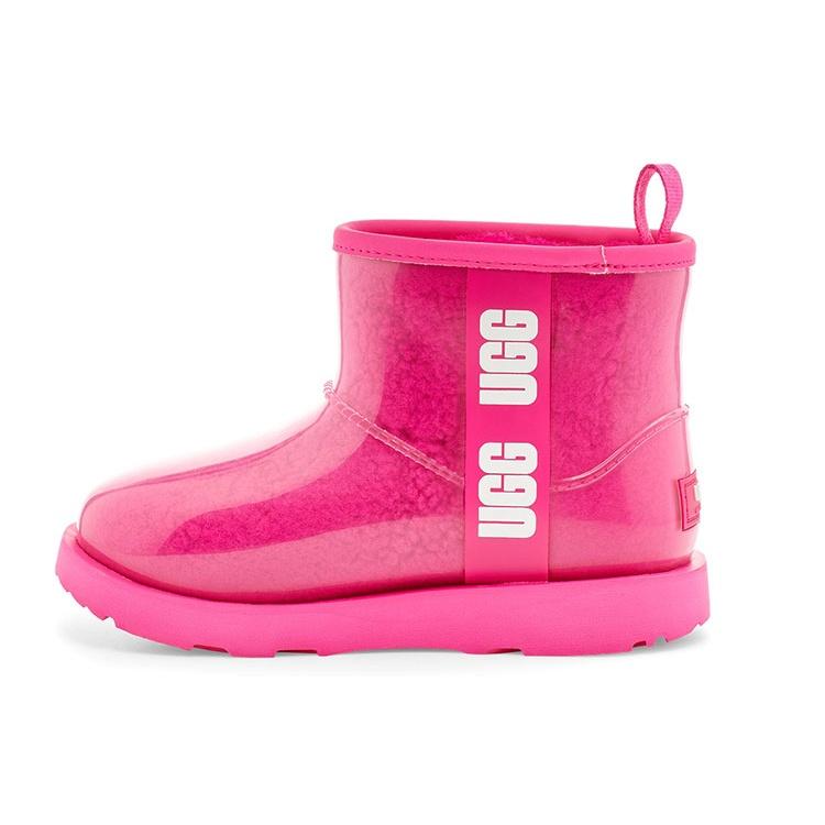 UGG Classic Clear Mini II Large LOGO Fleece Lined Big Boys Pink Red Kids' 1112386K-RCR