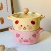 Корейская керамическая миска для лапши быстрого приготовления с крышкой, миска для лапши быстрого приготовления для студенческого общежития, милая миска для пудры с закруткой, двуручная суповая миска