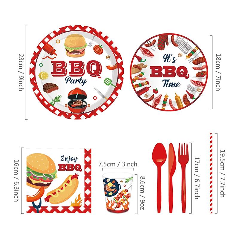 Тематическая вечеринка на барбекю Одноразовая посуда Бумажные тарелки Стаканы Набор воздушных шаров Украшения на день рождения Пиво Омар Принадлежности для барбекю на открытом воздухе