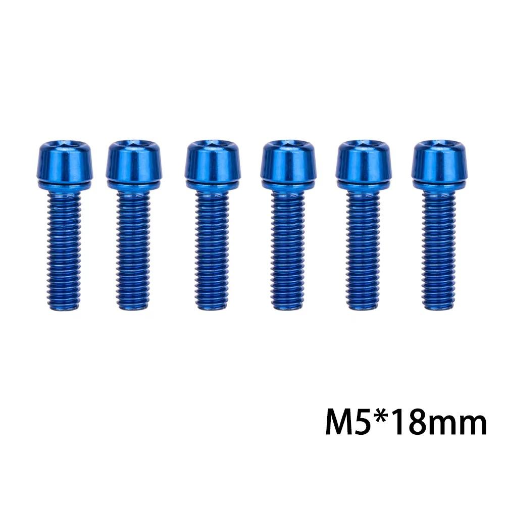 ZTTO 6pcs MTB Road Bike Handlebar Stem Riser Screws Bicycle Stem Bolts Screws M5*18mm M6*18mm Bolts With Washers