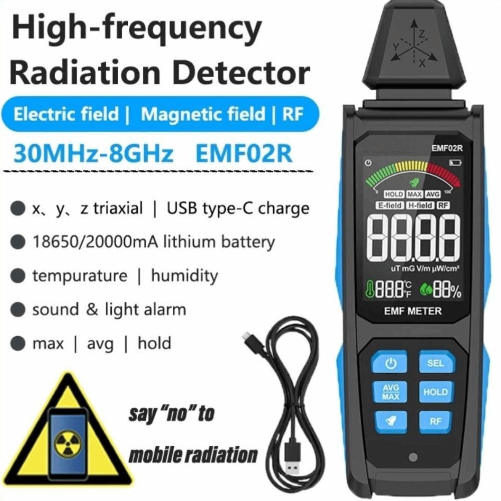 High Precision Electromagnetic Field Radiation Tester 30Mhz-8GHz EMF Gauss Meter  Household