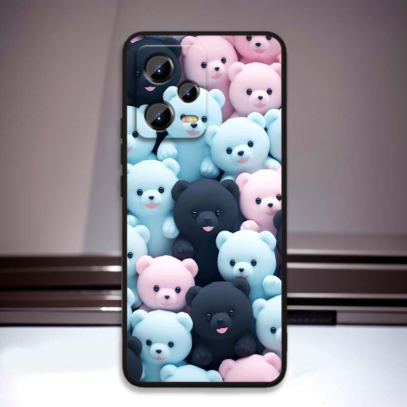 Мультяшные Животные Милый Чехол Для Телефона Для Xiaomi Redmi Note 15 14 13 12 12S 11E 11 11S Pro Plus 4G 5G Черный Мягкий ТПУ