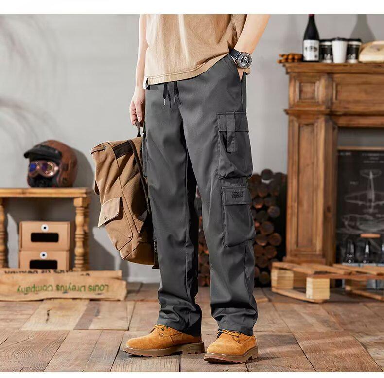 "Мужской комбинезон свободного кроя в стиле ретро": Легкие, износостойкие, универсальные брюки для весны и осени.