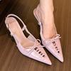 Niche Design Lace-up Pointed High-heeled Sandals New Year's New Bow-tie Thin Heel Back Strap Bag Head Women's Shoes