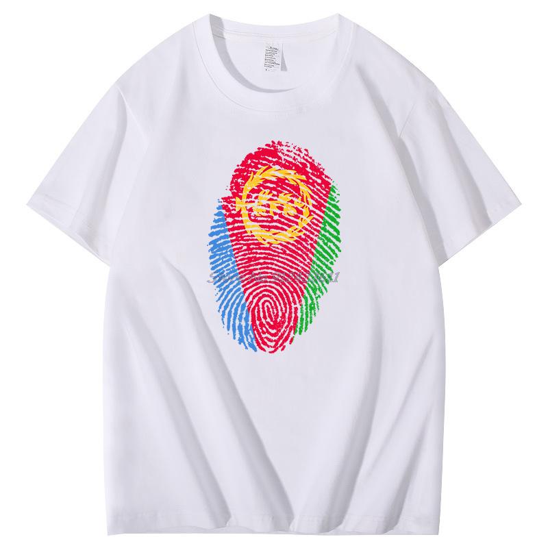 Classic T Shirt For Men Eritrea Flag Fingerprint Drawing Graphic T Shirts Cotton Short Sleeve Tshirt Harajuku Mens Clothing