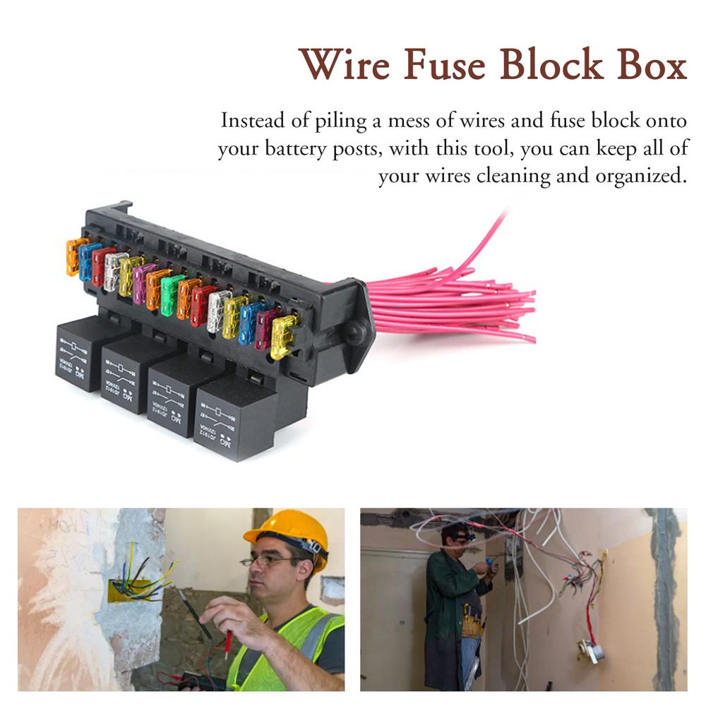 72V Car Fuse Box 15-way Wire Fuse Block Box Multi-circuit Control Box Car Wire Fuse Holder with