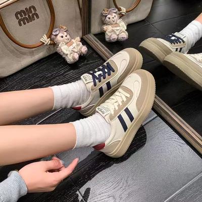 Ретро контрастная цветная вставка платформа женские новые удобные и легкие круглый носок шнуровка повседневные кеды