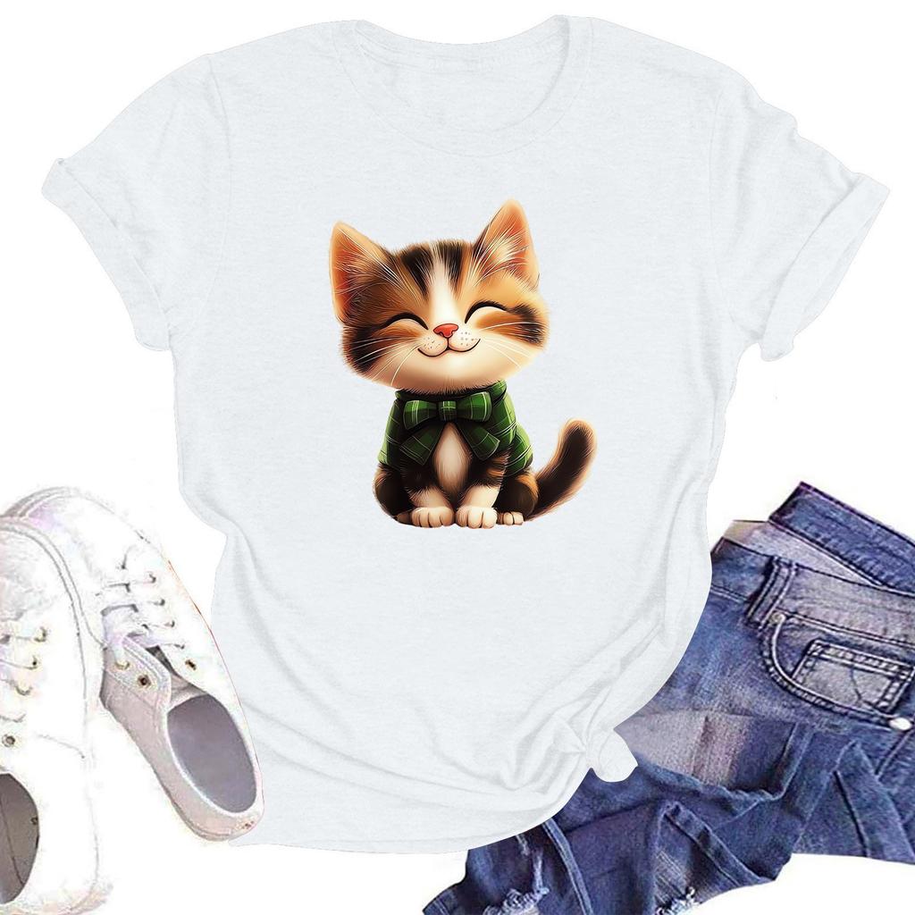 Женская модная футболка с круглым вырезом и коротким рукавом, пуловер