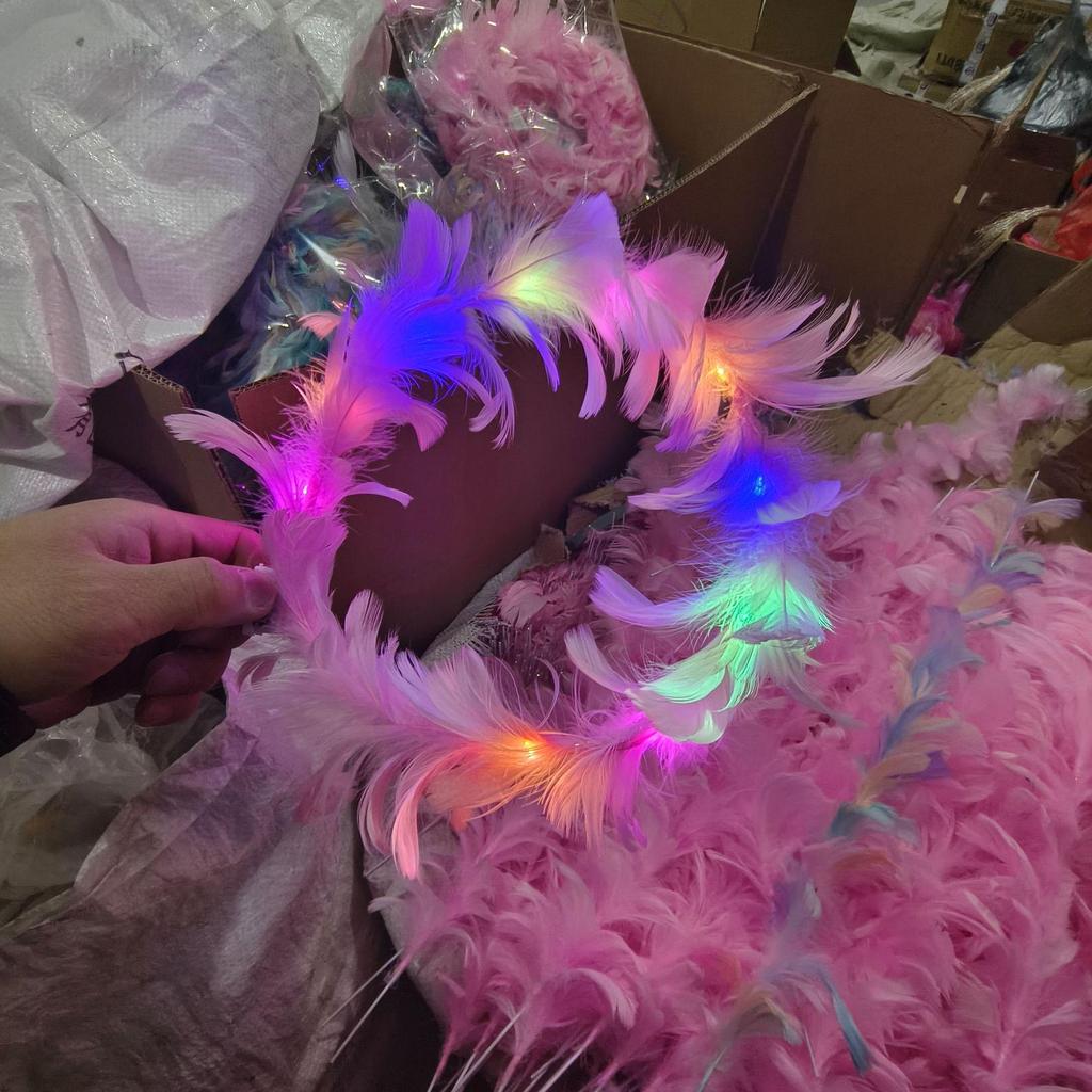 Angel Halo Glow Headband with Fairy Wings - Feather & Silk Christmas Hair Accessory