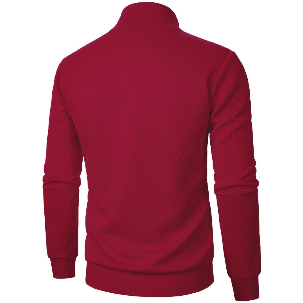 Мужской кардиган на молнии с воротником-стойкой - повседневная куртка-свитер из жаккарда