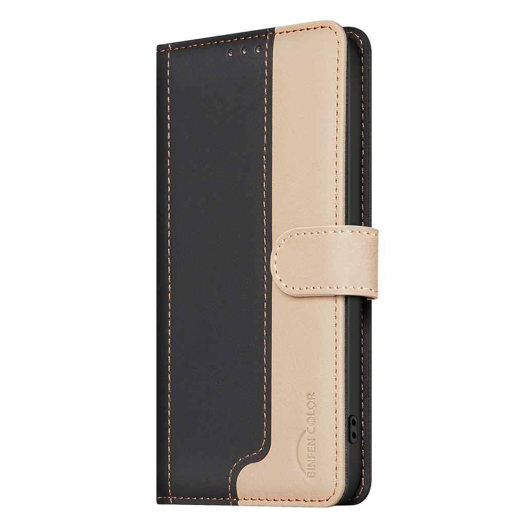 BINFEN COLOR BF33 for vivo Y29 4G Leather Case Splicing Color RFID Blocking Wallet Stand Phone Cover