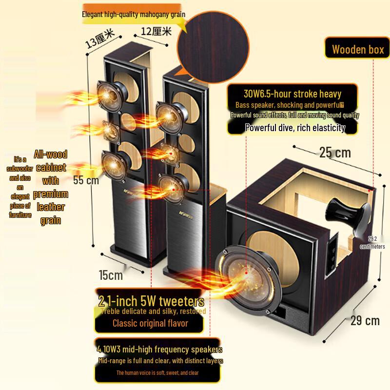 Домашняя KTV система объемного звука Sansui 60C с беспроводными микрофонами