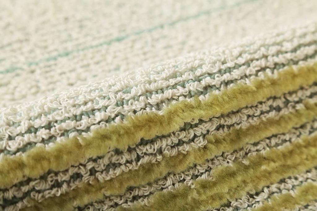 IKEHIKO Rug, Carpet with Insole, Gradient Border, Approx. 185 x 185cm, Square, Green, Made in Japan, Antibacterial, Washable #4729079