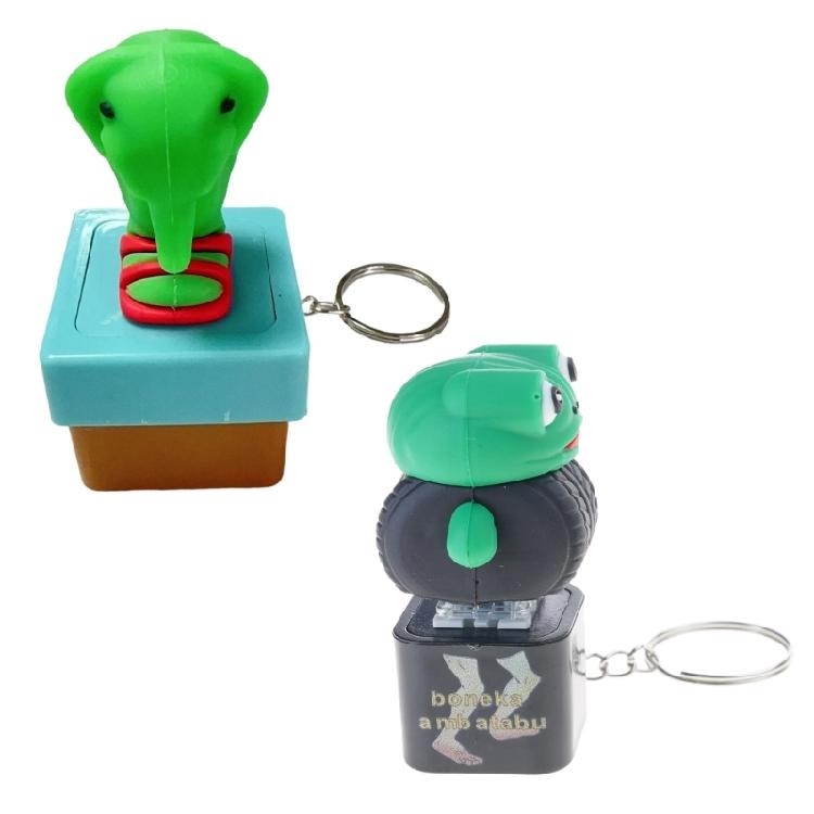 Portable Frogs/Elephant Keychain Press Toy with Sound Light Effects For Kids Stress Relief Gift Backpack Decoration