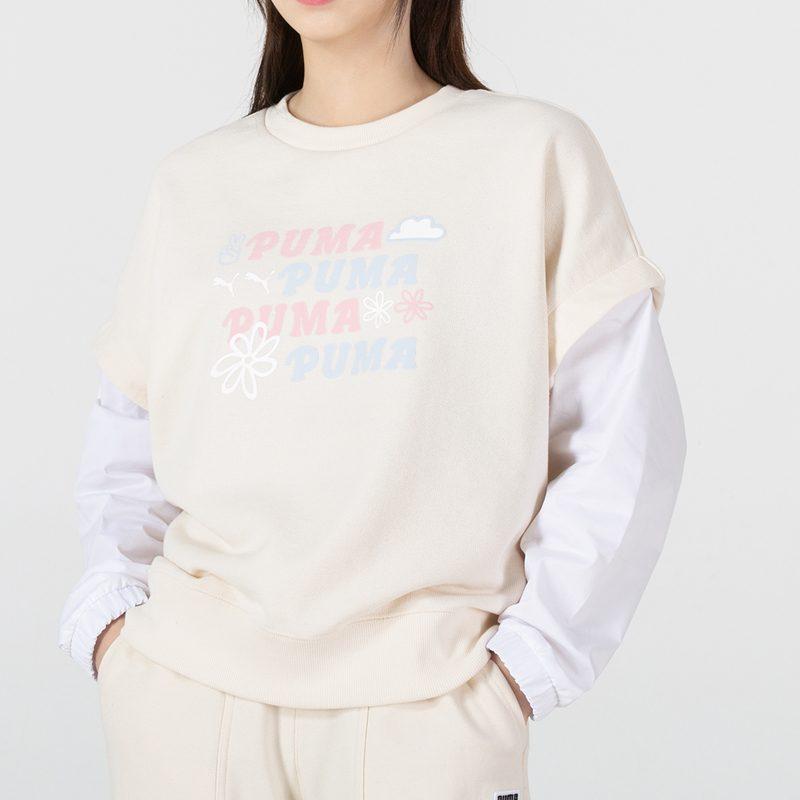 Puma Толстовки женские кремовые с круглым вырезом умеренной посадки 536092-99