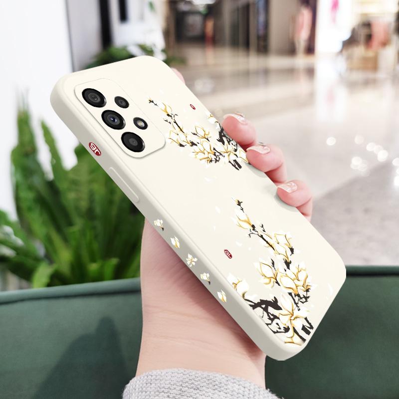 Золотой Лепесток Цветок Чехол Для Samsung Galaxy A73 A53 A33 A23 A13 A03 A72 A52 A52S A32 A22 A12 A02 A02S A71 A51 A31 A21S 4G 5G Обложка