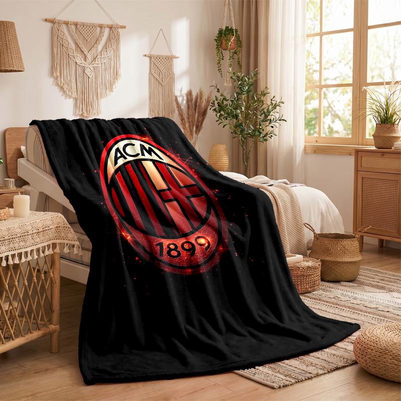 AC Milan Print Flannel Blanket Soft Warm Sofa Bed Throw Blanket For Home Office Bedroom