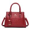 Women's Bag New Crocodile Pattern Middle Aged Women's Bag Korean Edition Simple Shoulder Bag Fashionable and Magnificent Handheld Mom's Bag Trendy
