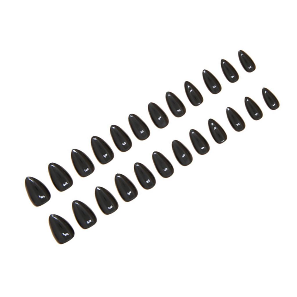 24PCS Black Short Almond Fake Nails Ballerina Press on Nails for Professional Nail Art Salon Supply