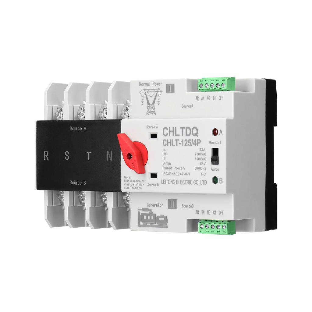 Компактный автоматический резервный переключатель Электрические селекторные переключатели Двойной выключатель питания Рельс солнечной энергии