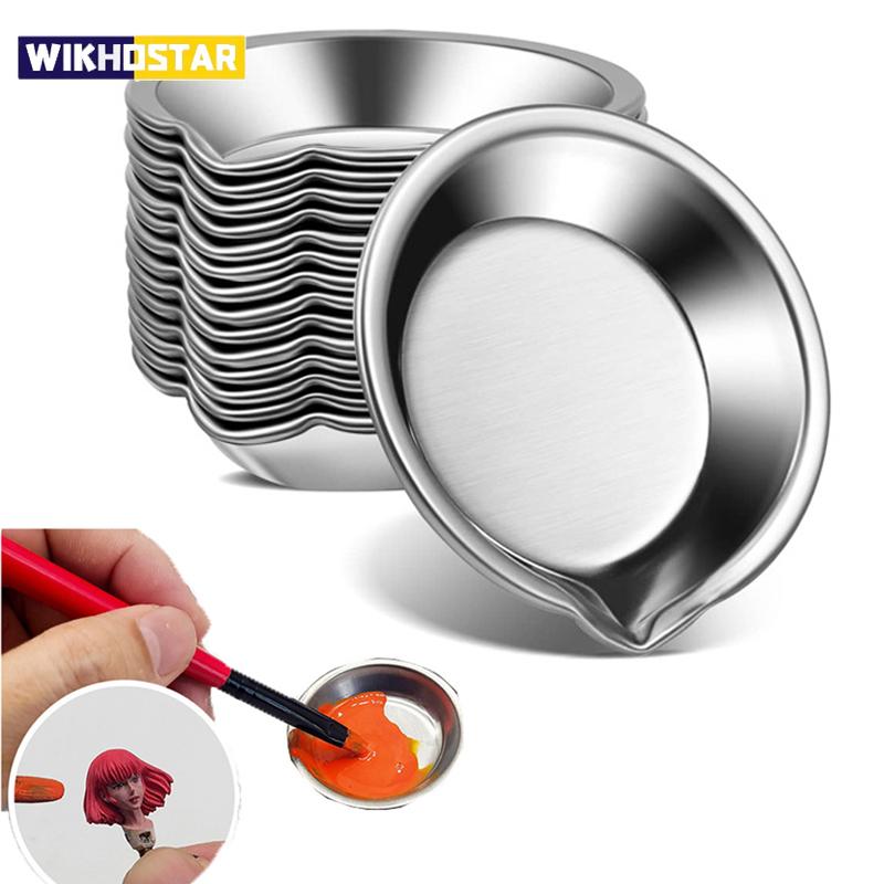 12pcs Enduring Steel Painting Color Bowls Oil Paint Trays Paint Color Mixing Cups Color Mixer Children Craft Painting Tools