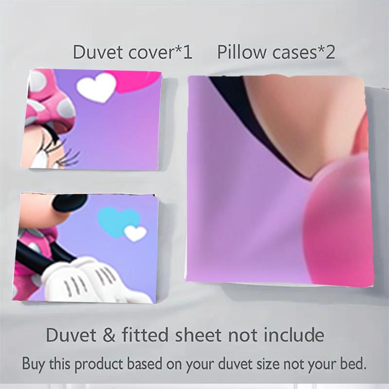 3Pcs Minnie Mouse Parisian Adventure Bedding Sets For All Sizes New 3D Printed Bed Cover Comforter Duvet Cover Pillowcase Bedroom Decoration