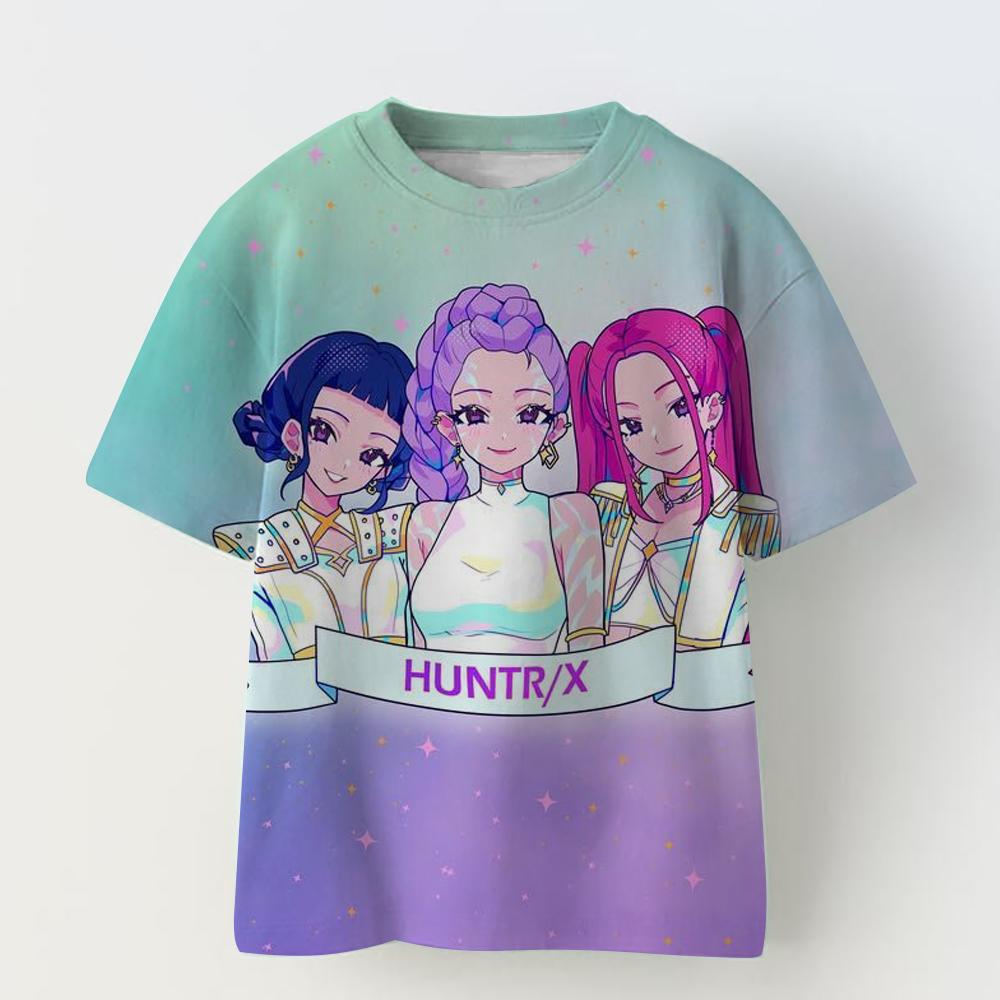 Hot Sale Girls' Witch Hunting Team Children's Heart-shaped Pattern Short-sleeve Soft T-shirt Fashion